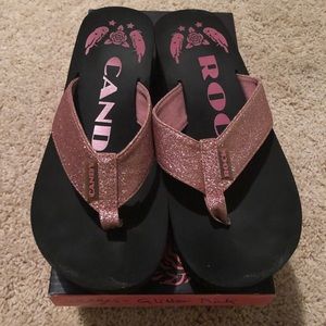 Rock & Candy Pink Glitter Wedges Women’s Size 8